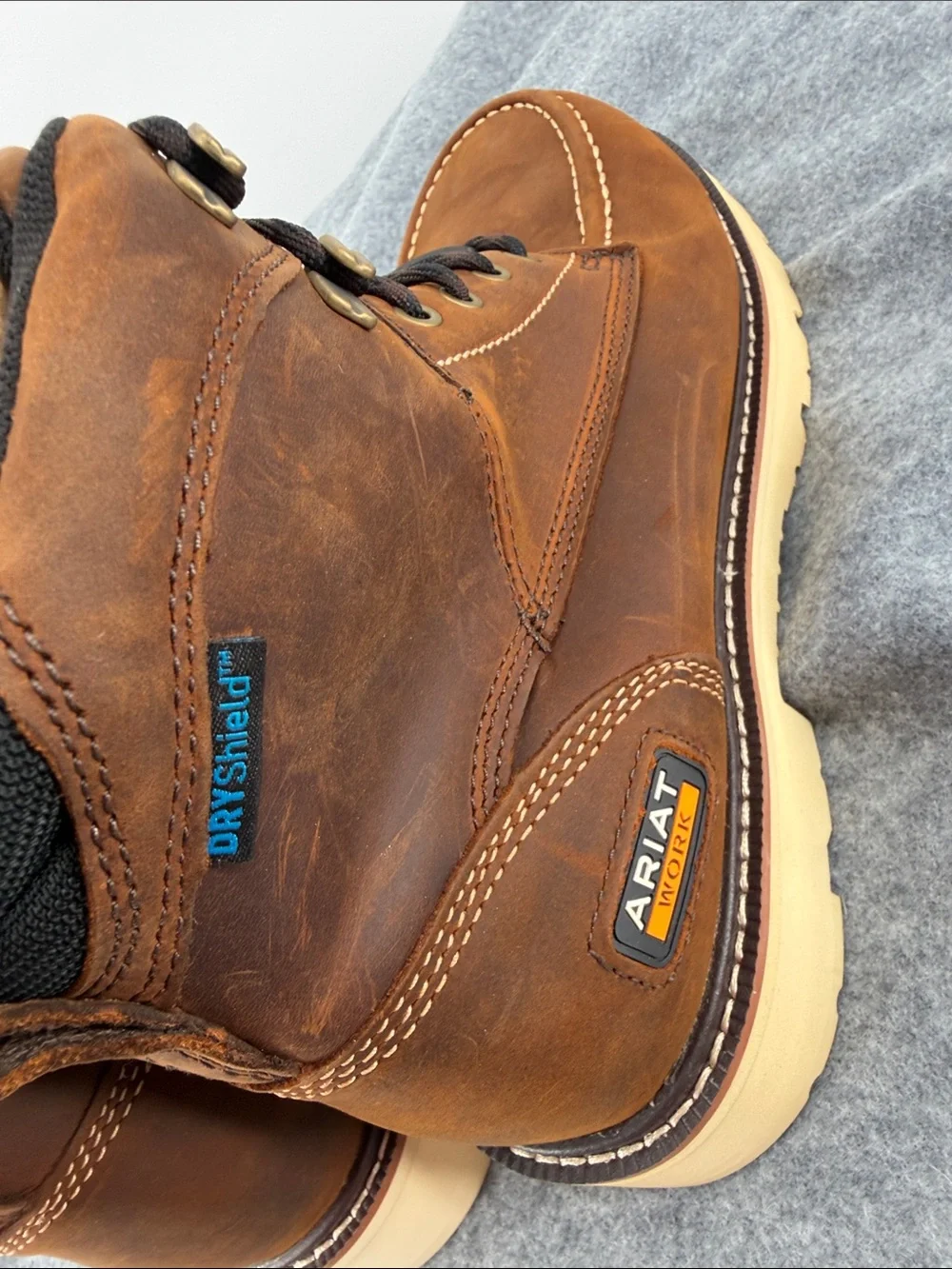 Ariat Work Rebar Lift dry shield slip resistant   Leather Lace-Up Work Boots NWT